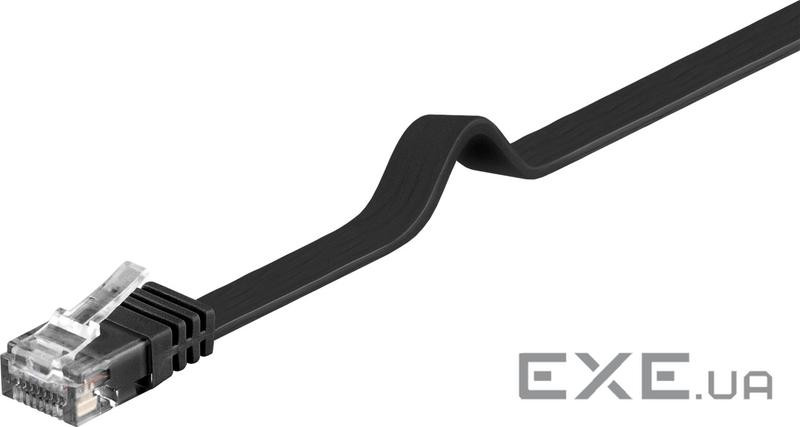 Патч-корд неекранований RJ45 UTP6 1.0m, patch Flat OD 1.5x6.0mm Cu,чорний (75.09.5380-10)