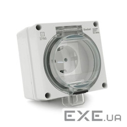 Розетка із заземленням зовнішнього монтажу, водонепроникна, IP66, AC:110-250, 16A, White (SNL66-SR) , IP66, AC:110-250,