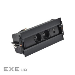 Розетк блок Simon486: 2x250В тип F, зарядн пристрій 2xUSB тип A+C, чорний (48630F20B000000-44)
