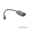 Конвертер Type-C (тато)/RJ-45(мама), 18cm, круглий , chip:RTL8153, 1000 (YT-Type-C(M) / RJ-45(F)-G)