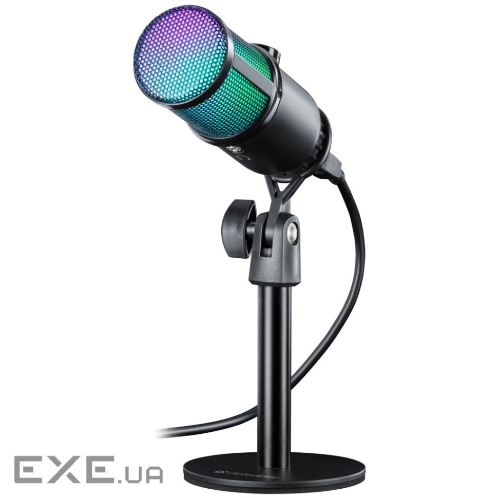 Ігровий стрім мікрофон Defender Glow GMC 400 USB, RGB, 1.3 м (64640)