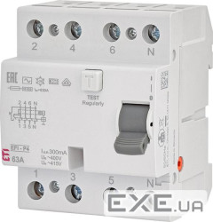 Реле диференційне ETI (ПЗВ) 4р EFI-P4 63/0,3 тип AC (10kA) (2061633) AC (10kA) (2061633)