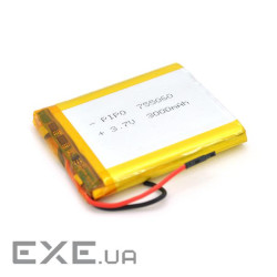 Літій-полімерний акумулятор 7.5*50*60mm (Li-ion 3.7В 3000мА&middot,год) (755060) ) (755060)