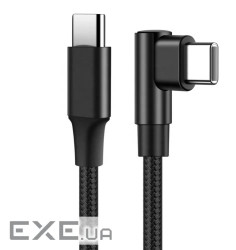 Кабель пристроїв USB Type-C M/M 0.25m,(USB2.0) 90ё PD60W Nylon Metal,чорний (62.09.8476-1)