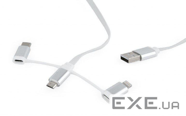 Дата кабель USB 2.0 AM to Lightning + Micro 5P + USB-C 1.0m Cablexpert (CC-USB2-AMLM32-1M-W)