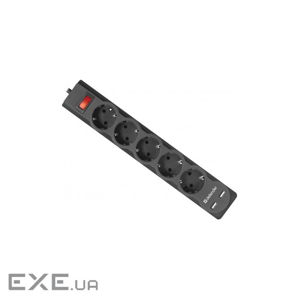 Мережевий фільтр DEFENDER DFS 751 1,8 м, 5 розеток, 2xUSB, 2.1A (99751)