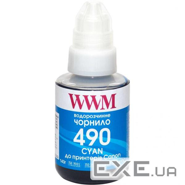Чорнило WWM Canon GI-490, 140г Cyan (C490C)