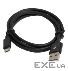 Кабель USB - micro USB 1 м Patron Black, 2.4A (PN-USB-MICRO-1-B)