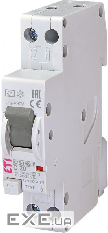 Диференційний автоматичний вимикач ETI KZS 1M SUP C 20/0,01 тип A (6kA) (верхнє підключенн (2175855)