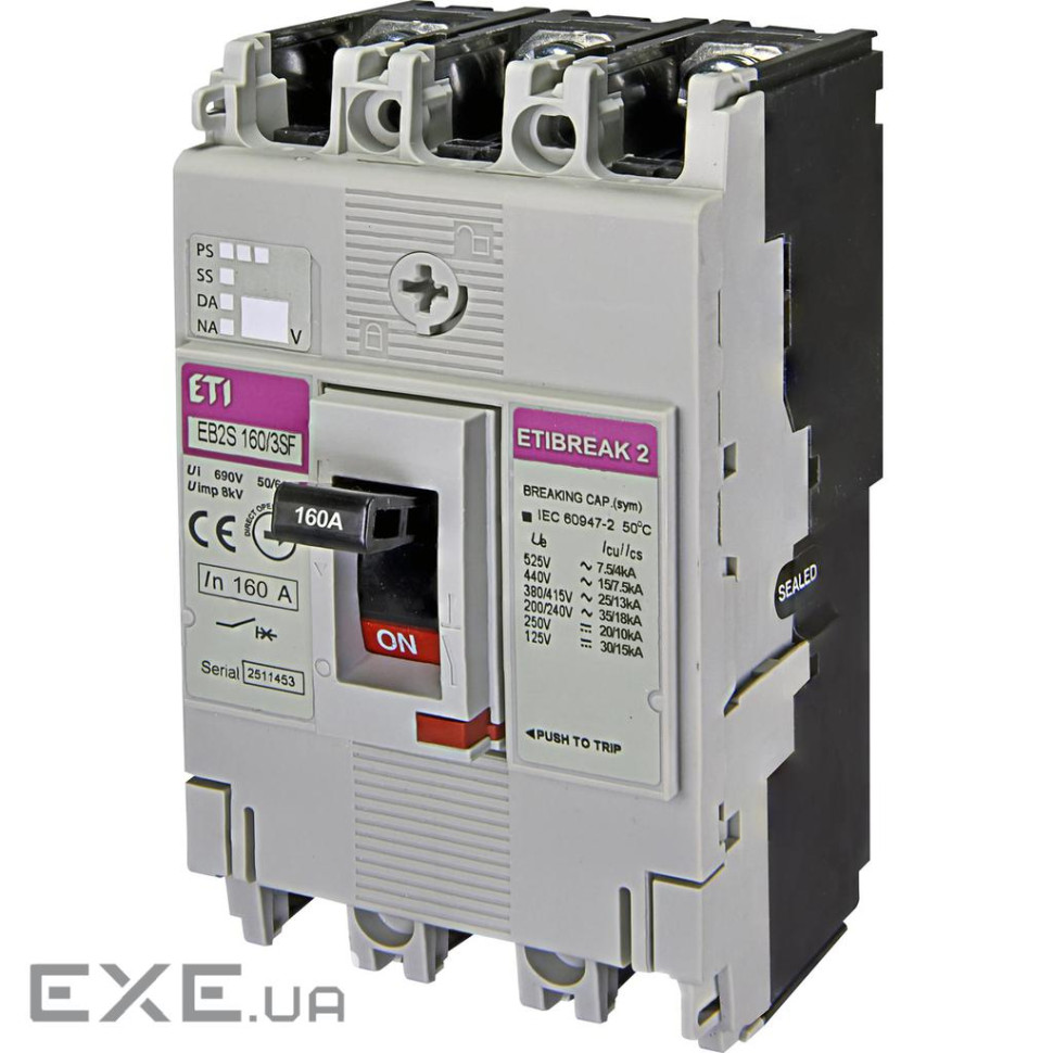 Автоматический выключатель ETI EB2S 160/3SF 160A 3p (25 kA) (4671837)