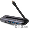 Концентратор Vinga USB-C 3.1 to HDMI+3xUSB3.0+PD100W+USB-C foldable cable (VHYC6FC)