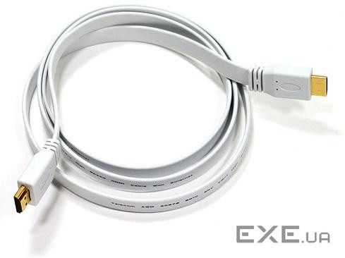 Кабель Kingda HDMI M-M, 1.5 м, V1.4, 4K 60Hz, плоский, білий (B00547)