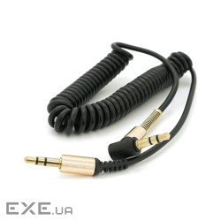 Кабель AUX Audio DC3.5 тато-тато 1.5м пружина, CCA Stereo Jack, (круглий ) (YT-AUXSGJ(M) / (M)-1.5-B)