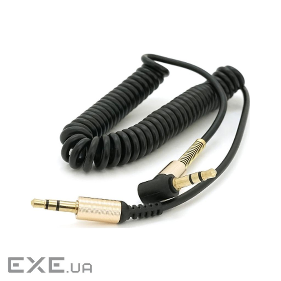 Кабель AUX Audio DC3.5 тато-тато 1.5м пружина, CCA Stereo Jack, (круглий ) (YT-AUXSGJ(M) / (M)-1.5-B)
