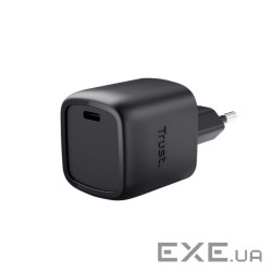 Зарядний пристрій мережевий Trust Maxo 30Вт, GaN, USB-C, PD/PPS, чорний (25519)