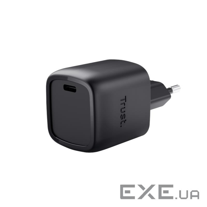 Зарядний пристрій мережевий Trust Maxo 30Вт, GaN, USB-C, PD/PPS, чорний (25519)