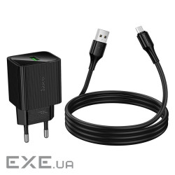 СЗУ 110-240V HOCO CS81A+ кабель Micro, 1xUSB, 3A, 18W, QC3.0, кабель 1м, Black, (HOCO CS81A / Micro)