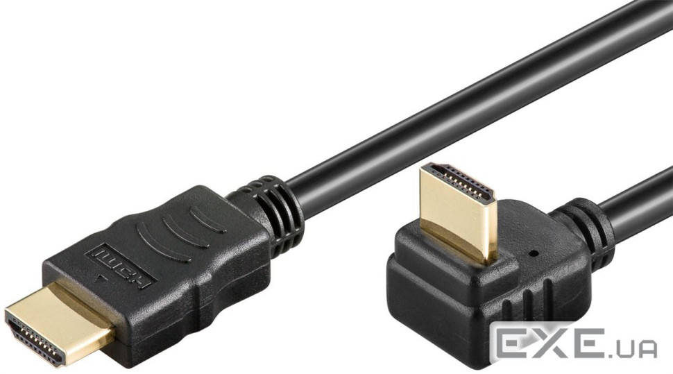 Кабель монітора-сигнальний HDMI M/M 5.0m,HS+HEC+ARC 90ёвниз 4K@60Hz v2.0,чорний (75.06.1276-1) (75.06.1276-1)