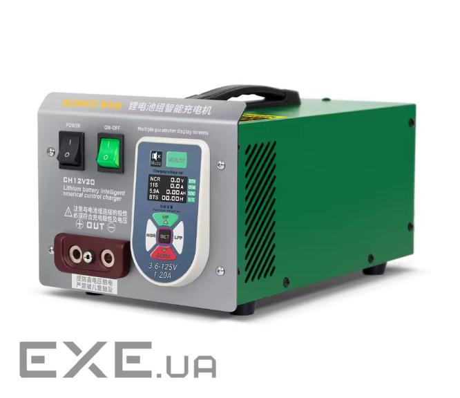 Зарядний пристрій Sunkko CH12V20, Lifepo4, Li-ion 2-32S, 3.6-125V, 20A, 2,5kW.індикатор LCD, аналіза