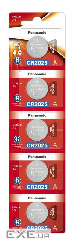 Батарейка Panasonic літієва CR2025 блістер, 5 шт. (CR-2025/5BE)