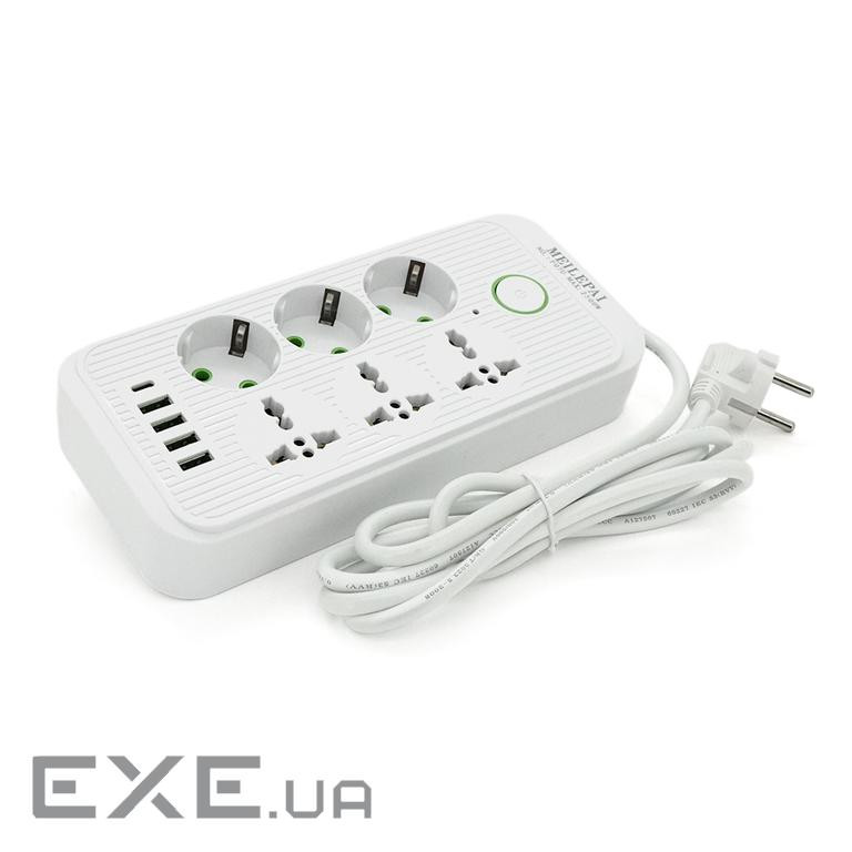 Фільтр F07U, 6 розеток (3 EU+3 Universal) + 4 USB + 1PD, кнопка включення з індикатором (F07U-White) (F07U-White)