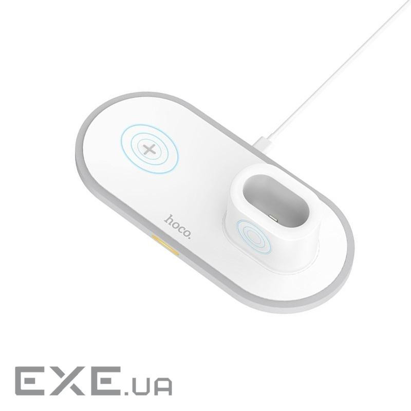 Бездротова зарядка HOCO CW21 3 в 1, під телефон+годинник+навушники, магніти, White, Box