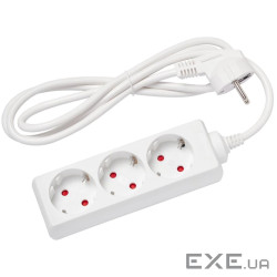 Мережевий подовжувач Delux G3J 1.5м, 3 роз. з заземленням white (90021621)