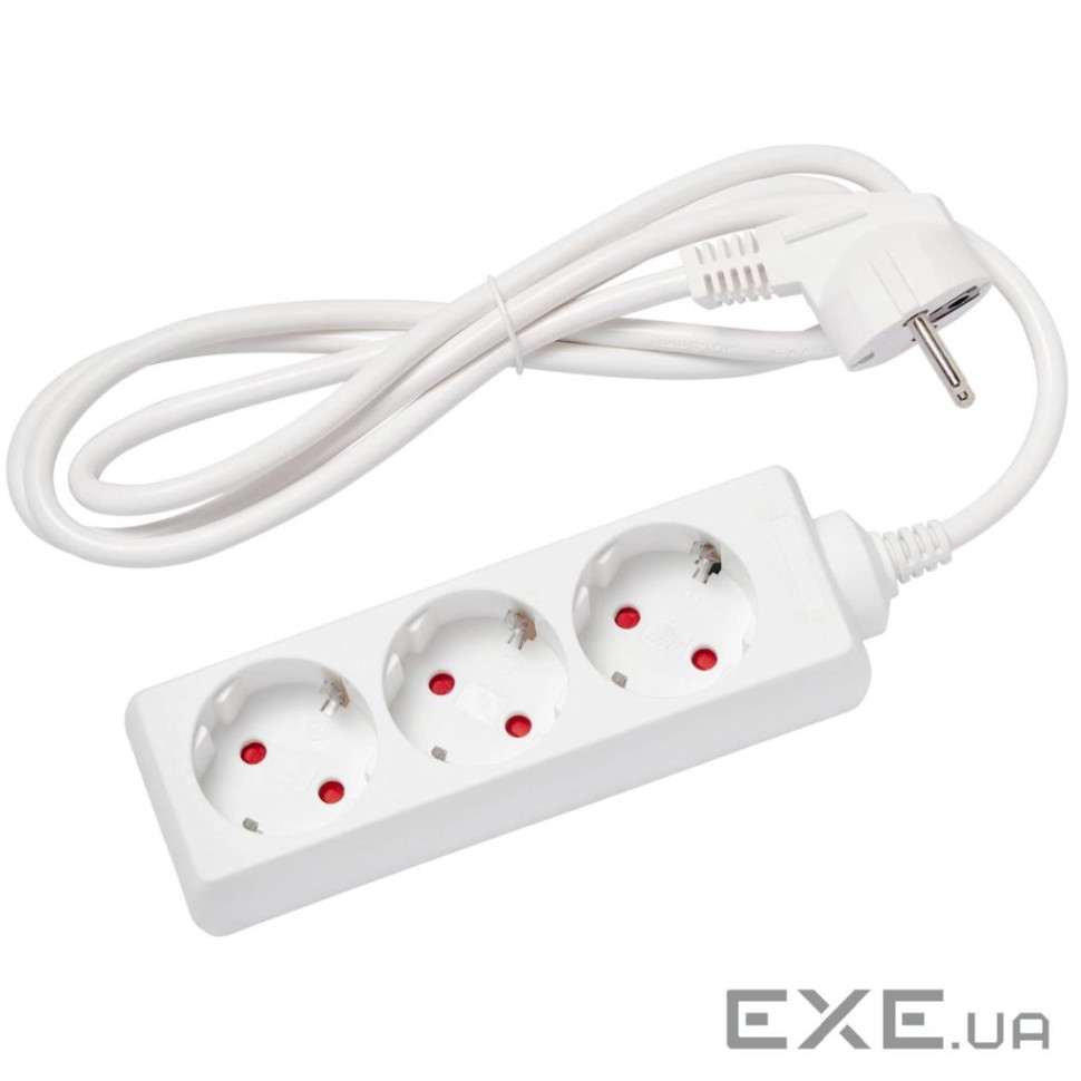 Мережевий подовжувач Delux G3J 1.5м, 3 роз. з заземленням white (90021621)