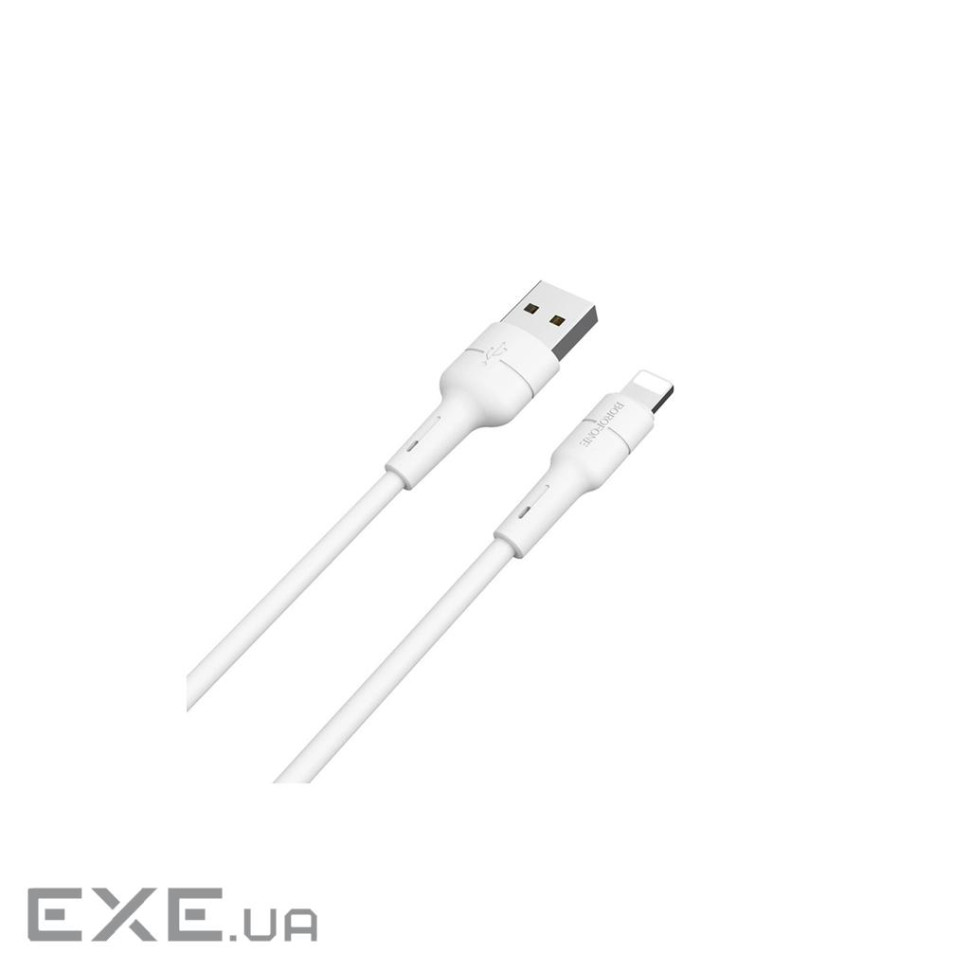 Кабель BOROFONE BX30 USB to iP 2.4A, 1m, silicone, TPE connectors, White (6931474706874)