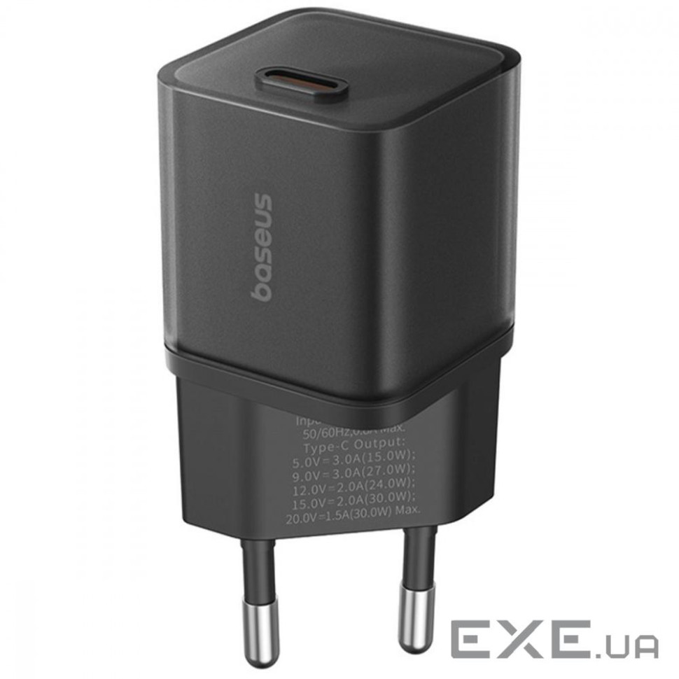 Зарядний пристрій Baseus 1xUSB-C 30W + 1xUSB black (P10111404113-00) (P10162504113-00)