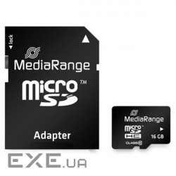 Карта пам'яті MediaRange 16GB Micro SDHC Class 10+ SD адаптер (MR958)