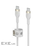 Дата кабель USB-C to USB-C 1.0m BRAIDED SILICONE white Belkin (CAB011BT1MWH)