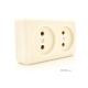 Розетка подвійна без заземлення зовнішнього монтажу, біла , Q24 (13113)