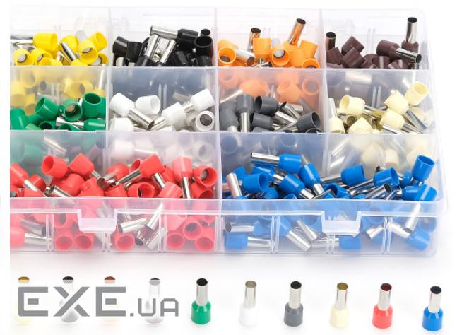 Набір клем / наконечників 300шт VE10-12 (R-50, B-50, Y-25, Bl-25, O-25, P-25, G-25, W (VE10-12(300)) VE10-12 (R-50, B-50