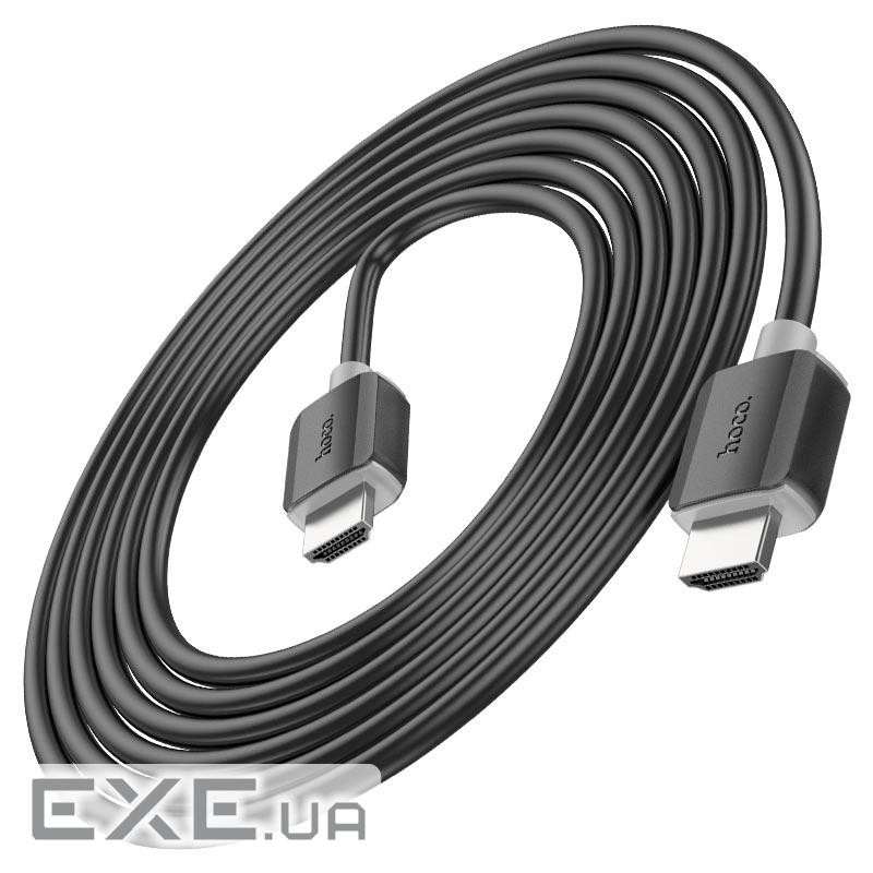 Кабель HOCO HDMI-HDMI 4Kx2K Ultra HD, 3m, v2,0, круглий Black, конектор Black, Bli (HOCO US08 / 3м)