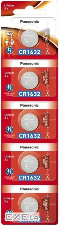 Батарейка Panasonic літієва CR1632 блістер, 5 шт. (CR-1632/5BE)