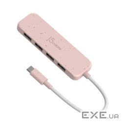 Хаб J5create JCH341ER-N USB-C на 4 USB-A, Червоний