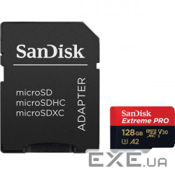 Карта пам'яті SanDisk 128GB microSDXC C10 UHS-I U3 R200/W90MB/s Extreme Pro V30 (SDSQXCD-128G-GN6MA)