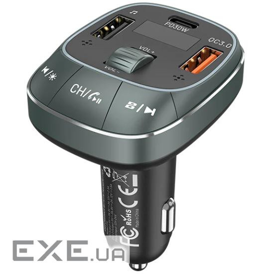 Автомобільний FM-трансміттер Vention PD 54W 3-Port USB (C+A+A) LED/USB Flash/Bluetooth, воль (FFLB0) (FFLB0)