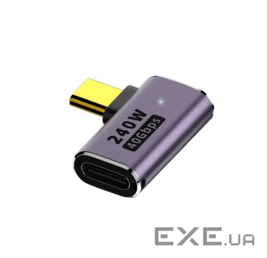 Перехідник обладнання USB Type-C M/F (адаптер),(USB4.0) 90ёгоризонт 40Gbps 240W,срібний (62.09.8480-