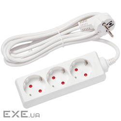 Мережевий подовжувач Delux G3J 3м 3 роз. з заземленням white (90021622)