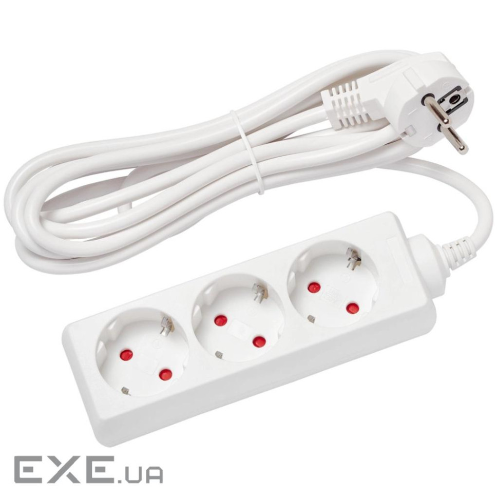 Мережевий подовжувач Delux G3J 3м 3 роз. з заземленням white (90021622)