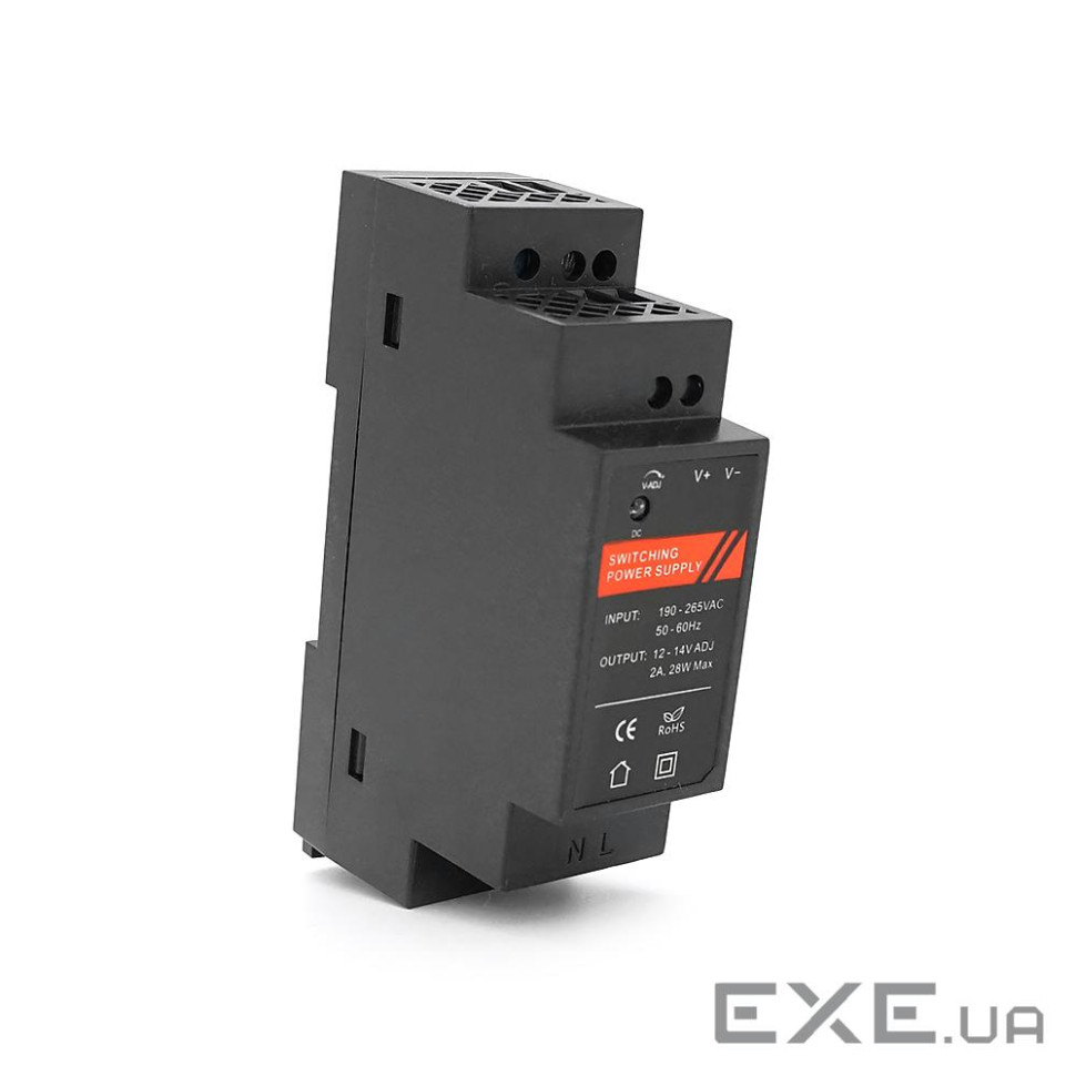 Блок живлення EuroPower EP-PS-12024DIN, 12V / 2A (24W) на DIN-рейку, пластик, 27х93х56 mm