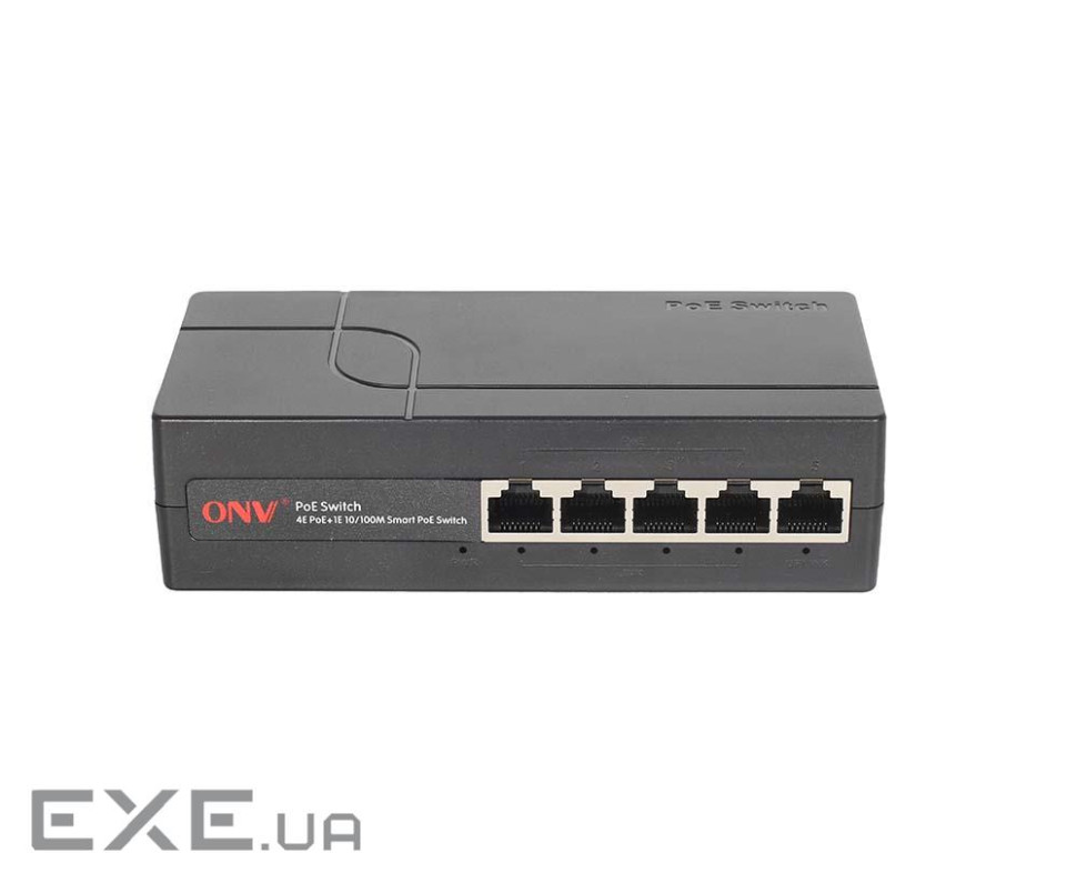 4х портовий Smart PoE комутатор ONV-H1054PEBS, 4хРоЕ 100Мбіт + 1хUplink 100Мбіт, IEEE802.3af / at, п