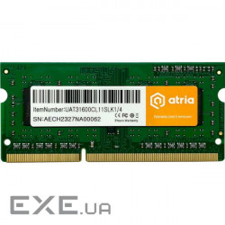 Модуль пам'яті 4Gb DDR3 1600MHz sodimm 1.35V ATRIA UAT31600CL11SLK1/4