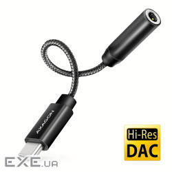 Адаптер AXAGON ADA-HC USB-C to Mini-Jack 3.5 mm HI-RES DAC, чорний