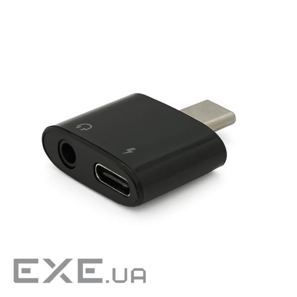 Перехідник KIN KY-203 Type-C(M) => Jack 3.5mm(F)+Type-C(F), Black, Box (KY-214) KIN KY-203 Type-C(M) => Jack 3.5mm(F)+Ty