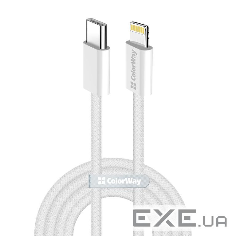 Кабель ColorWay USB Type-C - Lightning (M/M), (braided cotton) (PD Fast Charging 2 (CW-CBPDCL068-GR)