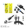 Дата кабель USB 2.0 AM to Lightning + Micro 5P + Type-C magnetic black Denmen (DN-D09E-BK)