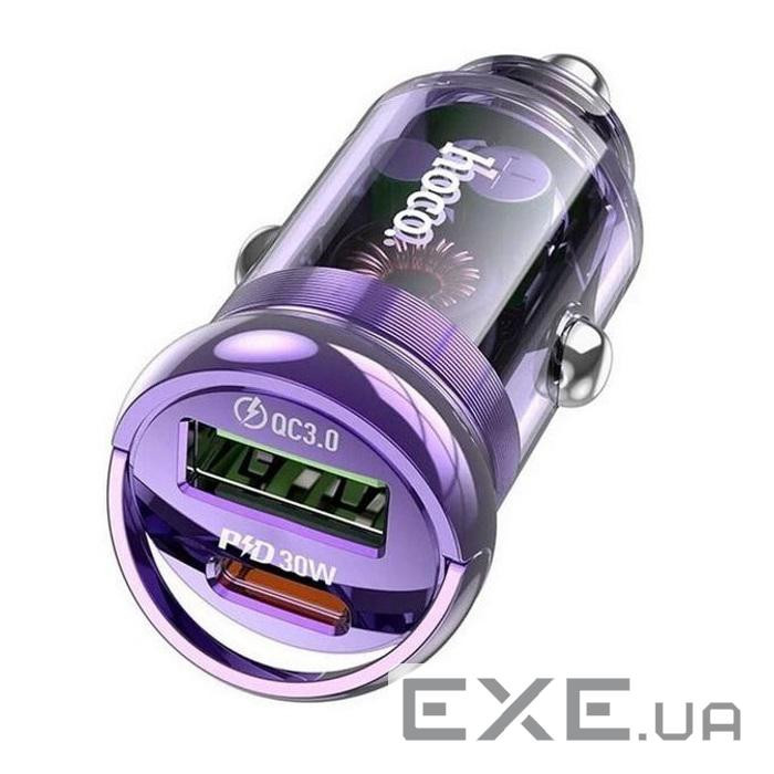 Автомобільний зарядний пристрій Hoco Z53A Vision, PD30W+QC3.0, Black